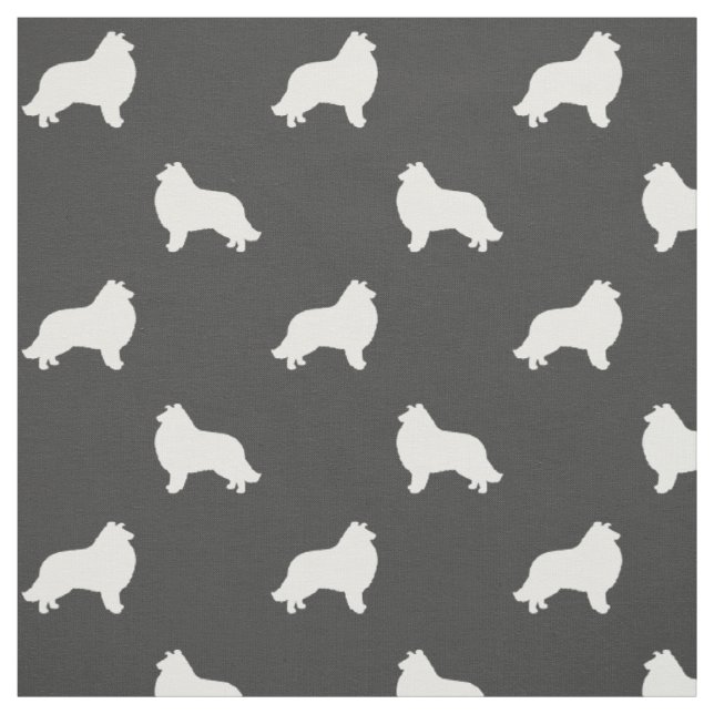 Collie Hund aveln Silhouettes Patterned Tyg (Provkarta)