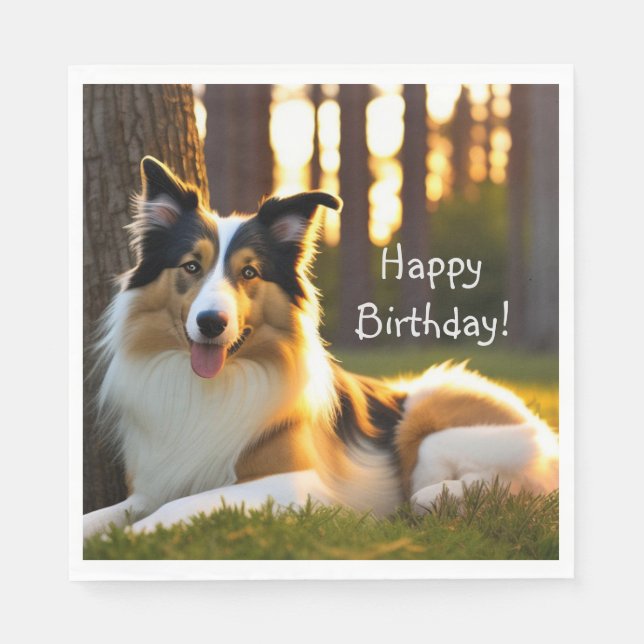 Collie Hund Birthday Pappersservett (Framsidan)