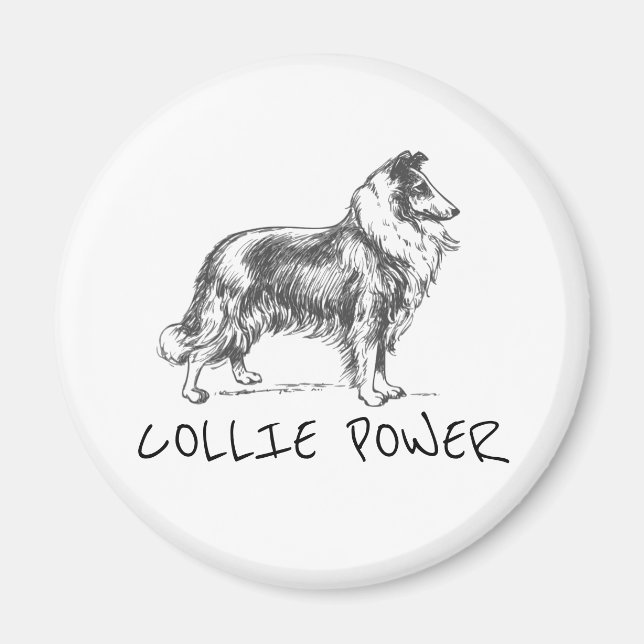 Collie hund "collie kraft" magnet (Framsidan)