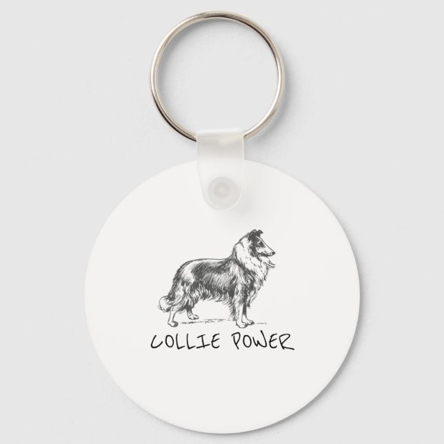 Collie hund ’collie power’ nyckelring (Framsida)