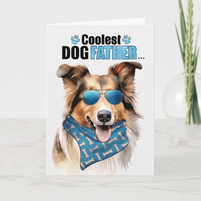 Collie Hund Coolest Pappa Fars dag Helgkort (Framsida)
