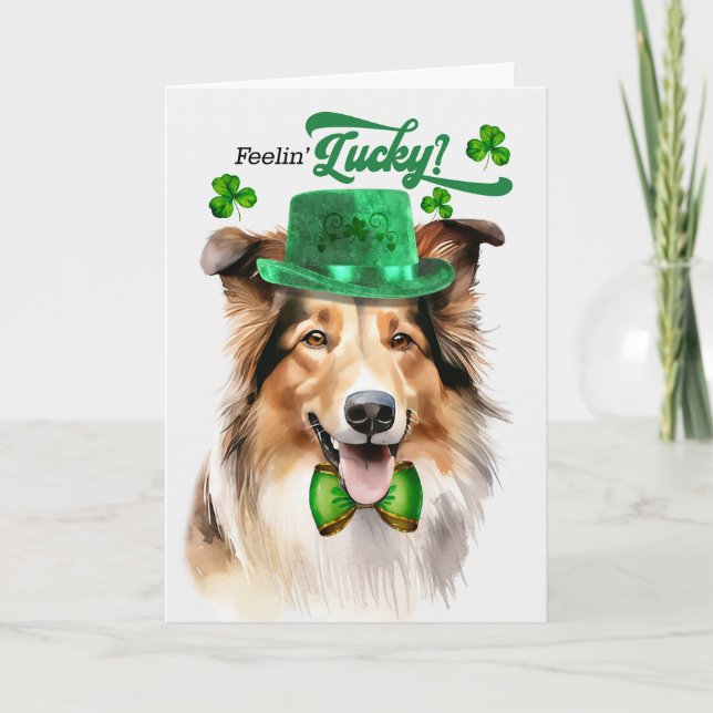 Collie Hund Feelin' Lucky St patrick's day Helgkort (Framsida)