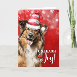 Collie Hund frigör jultomten Helgkort