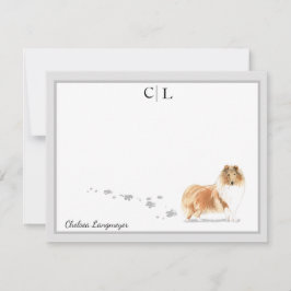 Collie Hund Gräns Monogram och ditt namn Anteckningskort