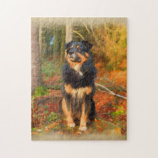 Collie Hund in Autumn Forest Pastel Sketch Pussel