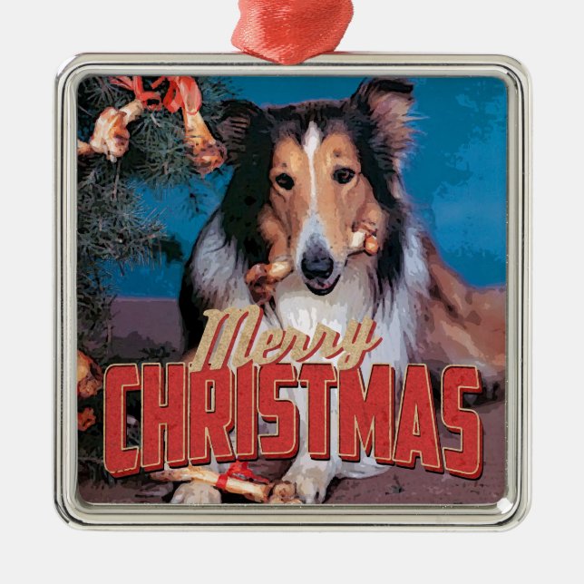 Collie Hund jul Metall Ornament (Framsidan)