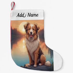 Collie Hund Liten Julstrumpa