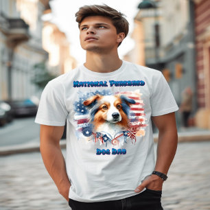 Collie Hund med amerikansk Flagga T Shirt