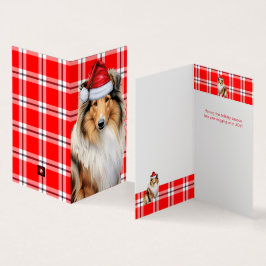 Collie Hund med Helgdag Red Play-julen Kort