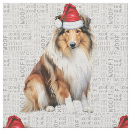 Collie Hund on Grått Woof Art-Helgdag Tyg