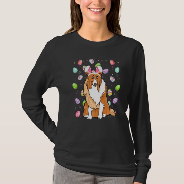 Collie Hund Påskägg Funny Collie Påsk Söndag T Shirt (Framsida)