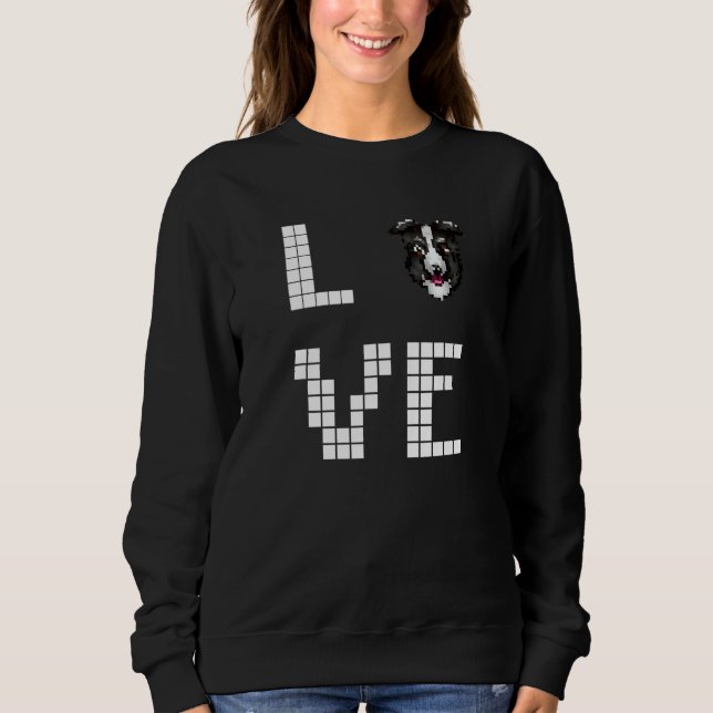 Collie Hund Pixelkonst T Shirt (Framsida)