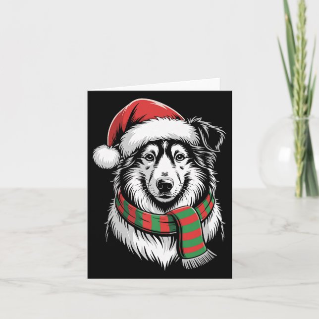 Collie Hund Santa Hat Scarf-juldräkten Kort (Framsida)