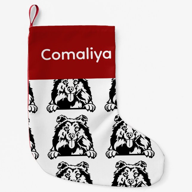 Collie hund socks Customized hund Socks - Put Y Liten Julstrumpa (Framsidan)