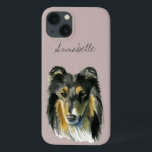Collie Hund Watercolor Illustration<br><div class="desc">Det här är en målning av en regal tittar kollie hund. Hon har solbränna,  svarta och vita päls.</div>