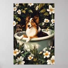 Collie I Badtunnen Affisch, Rolig Hund Affisch, Co Poster