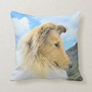 Collie in Mountains (Rough) Målning - Hund Art Kudde