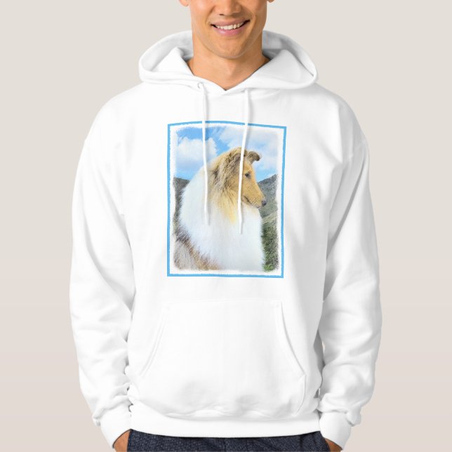Collie in Mountains (Rough) Målning - Hund Art Sweatshirt (Framsida)