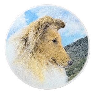 Collie in Mountains (Rough) Painting - Dog Art Knopp