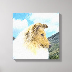 Collie in Mountains (Rough) Painting (Konst) - Hun Canvastryck