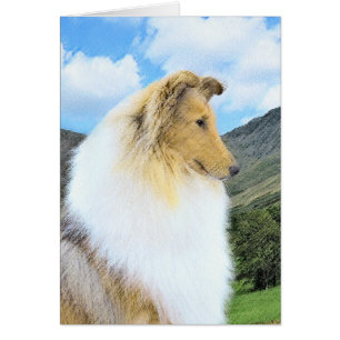 Collie in Mountains (Rough) Painting (Konst) - Hun Hälsningskort