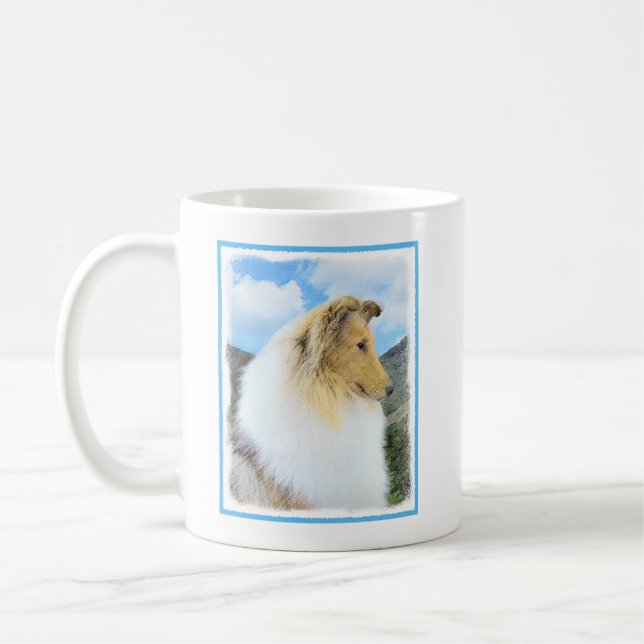 Collie in Mountains (Rough) Painting (Konst) - Hun Kaffemugg (Vänster)