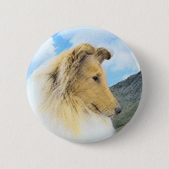 Collie in Mountains (Rough) Painting (Konst) - Hun Knapp (Framsida)