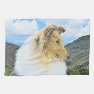 Collie in Mountains (Rough) Painting (Konst) - Hun Kökshandduk