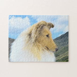 Collie in Mountains (Rough) Painting (Konst) - Hun Pussel
