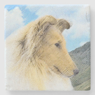 Collie in Mountains (Rough) Painting (Konst) - Hun Stenunderlägg