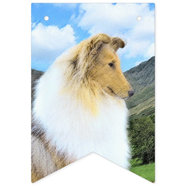 Collie in Mountains (Rough) Painting (Konst) - Hun Vimplar (Första flaggan)