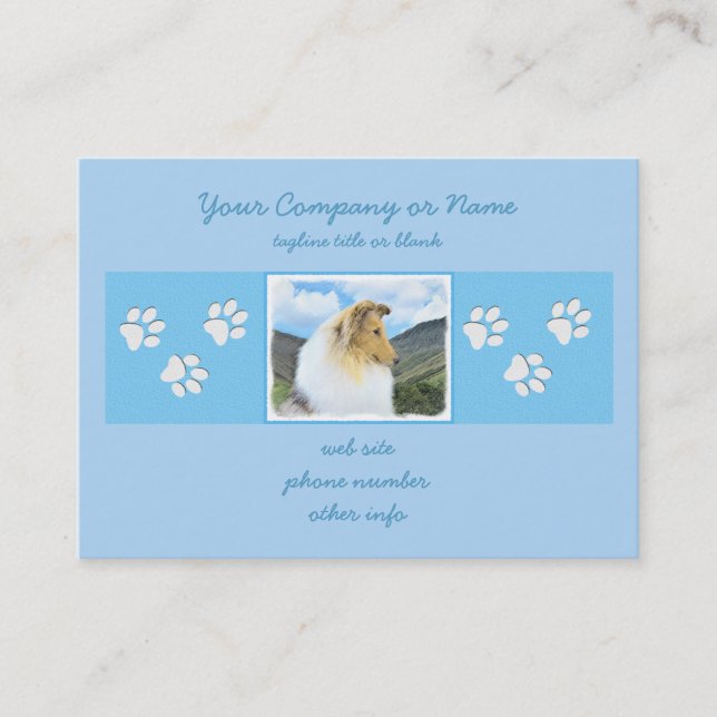 Collie in Mountains (Rough) Painting (Konst) - Hun Visitkort (Framsida)