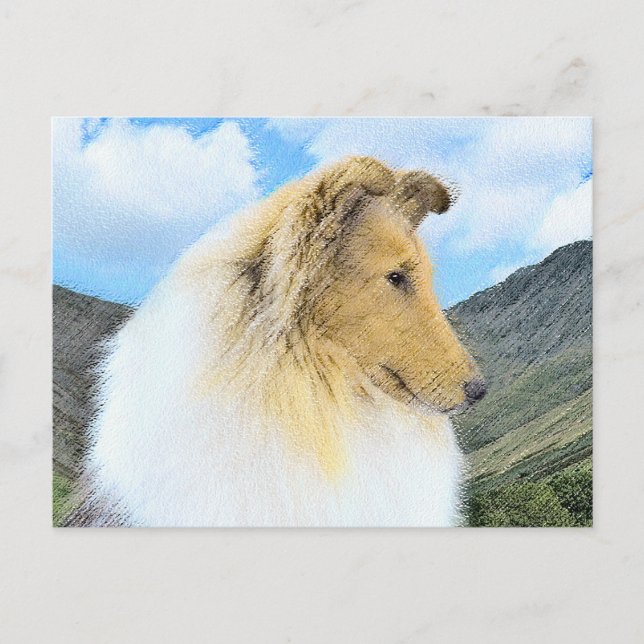 Collie in Mountains (Rough) Painting (Konst) - Hun Vykort (Framsida)