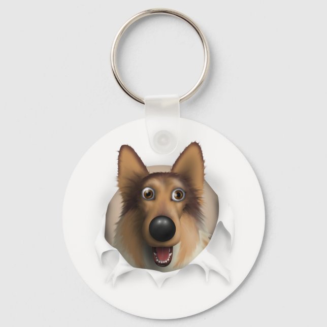 Collie (Jacka i grov form) Busting out Nyckelring (Framsida)