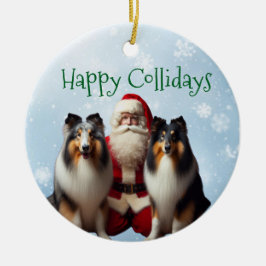 Collie julgransprydnad keramik