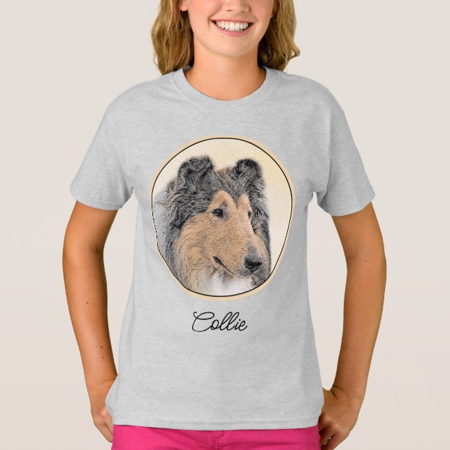 Collie-målning (rå) - Cute Original Hund Art. T Shirt (Framsida)