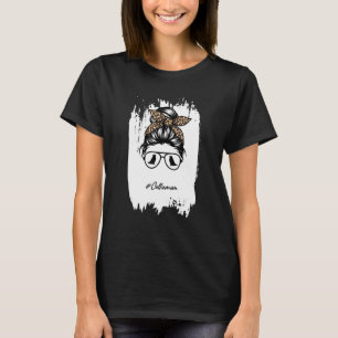 Collie Mamma Hund Mamma Bleached Messy Bun Leopard T Shirt