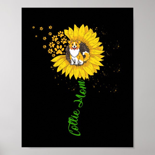 Collie Mamma Solrosrough Collie Gifts Hund Mamma Poster (Framsidan)