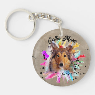 Collie Mamma vattencolor stänk-fotonyckelkedja