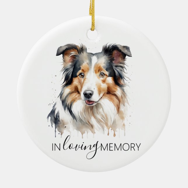 Collie minnesvattenfärg jul julgransprydnad keramik (Baksidan)