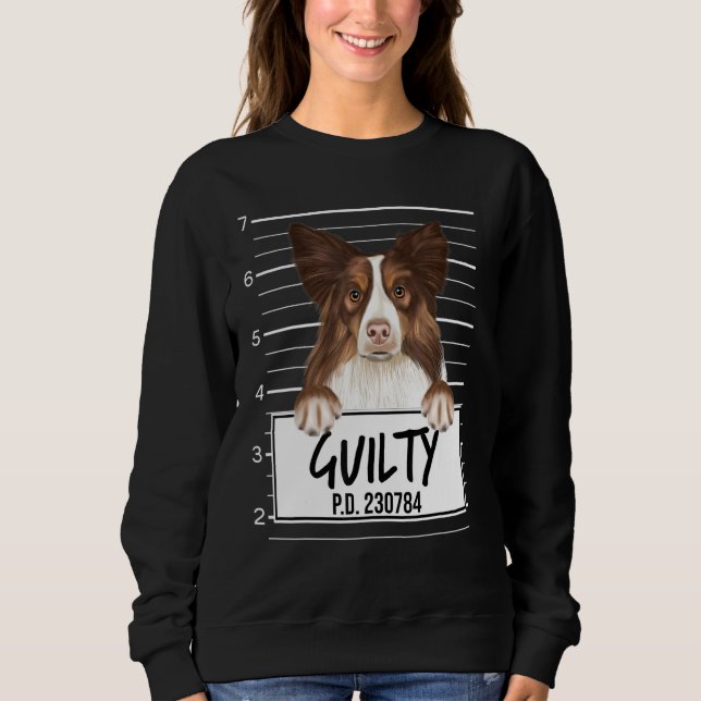 Collie Mugshot Guilty Hund T Shirt (Framsida)