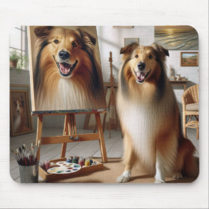 Collie Paint Porträtt på en ål Musmatta