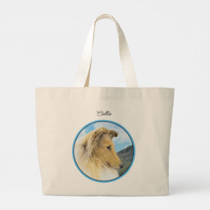Collie Painting Rough Sable Merle Original Hund Ar Jumbo Tygkasse