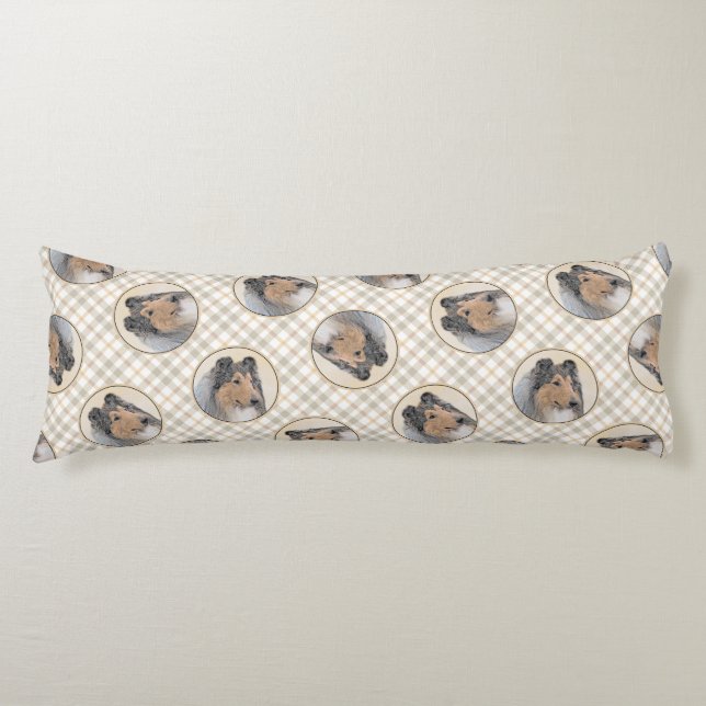 Collie Painting Rough Tricolor Original Hund Art Kroppskudde (Framsidan)