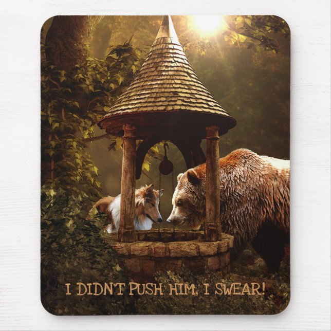 Collie, pojken och brunnen. musmatta (Framsidan)