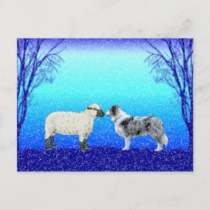 "Collie Postcard~Christmas för gräns för fredträd" Helg Vykort