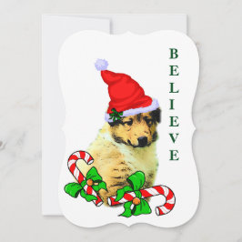 Collie Puppy Jul Julkort