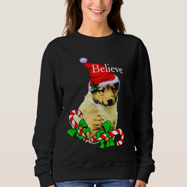 Collie Puppy jul Merry T Shirt (Framsida)