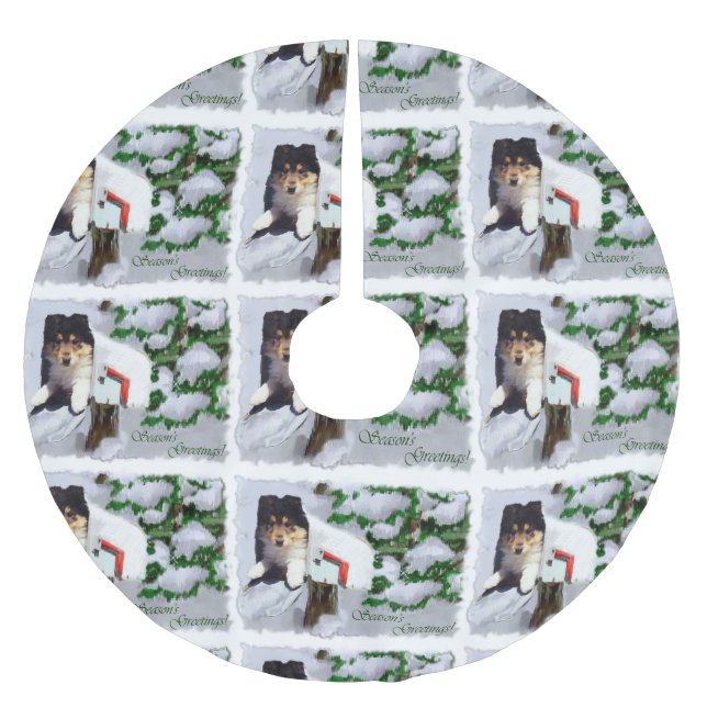 Collie Puppy-postlåda Julgransmatta Borstad Polyester (Framsidan)