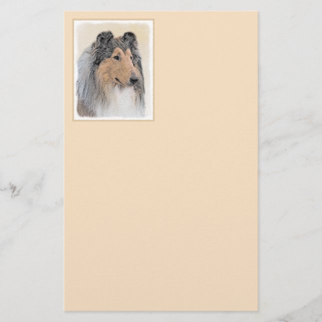Collie (rå) - Cute Original Hund Art Brevpapper (Framsida)